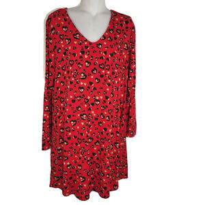 Soma Chicos Womens Nightgown Sleepshirt Red Heart Long Sleeve Lounge Size Medium